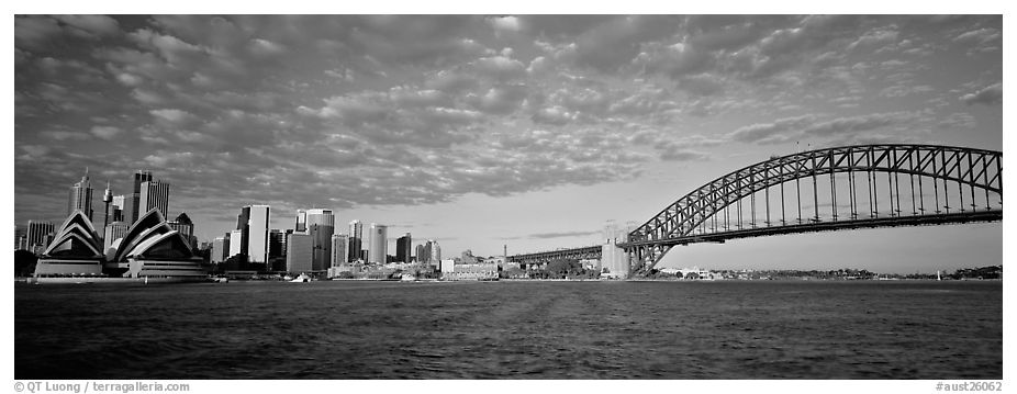 Sydney cityscape from harbor. Sydney, New South Wales, Australia (black and white)