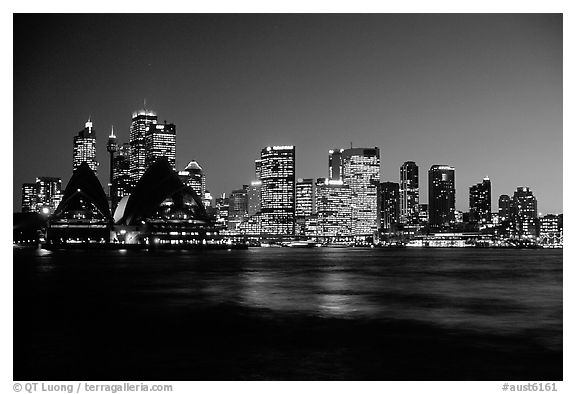 Skyline at night. Sydney, New South Wales, Australia (black and white)