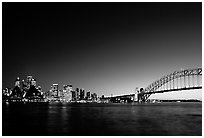 Skyline and Harbour bridge at night. Sydney, New South Wales, Australia (black and white)