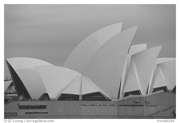 Roof of the Opera house. Sydney, New South Wales, Australia (black and white)
