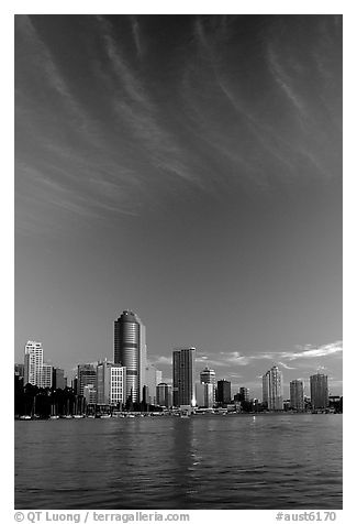 Brisbane River, sunrise. Brisbane, Queensland, Australia (black and white)
