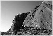 The steep walls of Ayers Rock. Uluru-Kata Tjuta National Park, Northern Territories, Australia (black and white)