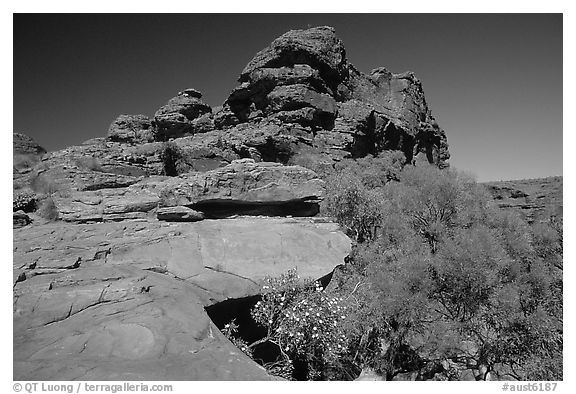 Rock formations in Kings Canyon,  Watarrka National Park. Northern Territories, Australia (black and white)