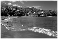 The beach of Hana. Maui, Hawaii, USA (black and white)