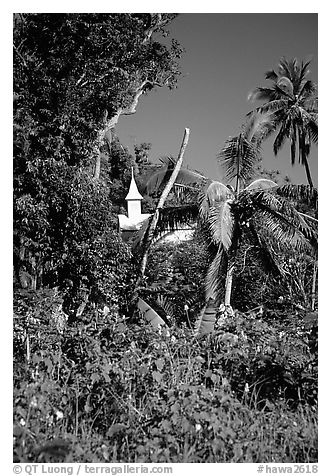 Church,  Kenaea Peninsula. Maui, Hawaii, USA (black and white)