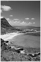 Makapuu Beach and bay. Oahu island, Hawaii, USA (black and white)