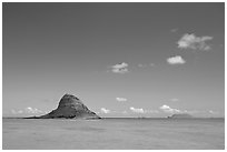Chinaman's Hat Island and Kaneohe Bay. Oahu island, Hawaii, USA (black and white)