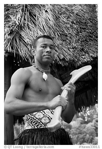 Fiji man. Polynesian Cultural Center, Oahu island, Hawaii, USA