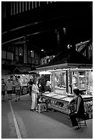 Craft stands, International Marketplace. Waikiki, Honolulu, Oahu island, Hawaii, USA ( black and white)