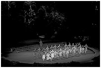 Maori dancers. Polynesian Cultural Center, Oahu island, Hawaii, USA ( black and white)