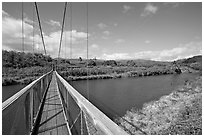 Swinging bridge, Hanapepe. Kauai island, Hawaii, USA ( black and white)
