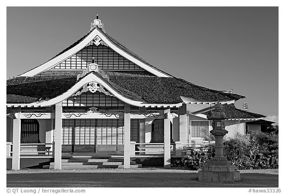 Zen temple, Hanapepe. Kauai island, Hawaii, USA (black and white)