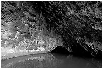 Waikanaloa wet cave. North shore, Kauai island, Hawaii, USA ( black and white)