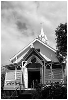 Saint Benedict Catholic Church called Painted Church, Captain Cook. Big Island, Hawaii, USA ( black and white)