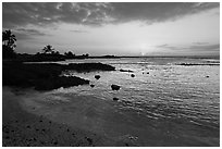 Sunset, Honokohau Beach, Kaloko-Honokohau National Historical Park. Hawaii, USA ( black and white)