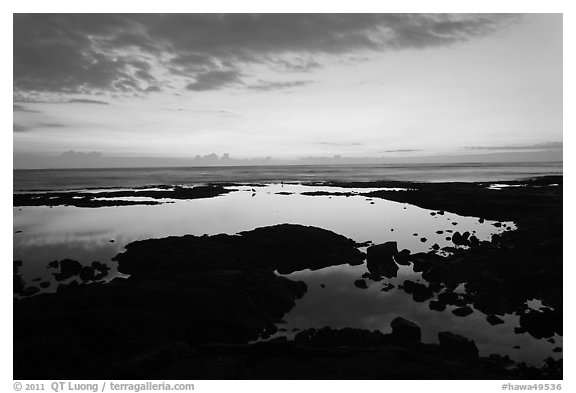 Tidepool, Kaloko-Honokohau National Historical Park. Hawaii, USA (black and white)