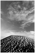 Snowy cinder cone and clouds. Mauna Kea, Big Island, Hawaii, USA ( black and white)