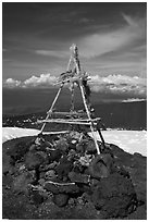 Altar on the summit. Mauna Kea, Big Island, Hawaii, USA (black and white)