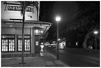 Front street at night. Lahaina, Maui, Hawaii, USA (black and white)