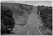 Rough road south of island. Maui, Hawaii, USA (black and white)