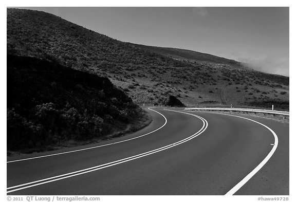 Winding Haleakala road. Maui, Hawaii, USA (black and white)