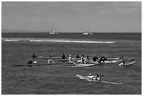Surfing class. Lahaina, Maui, Hawaii, USA (black and white)