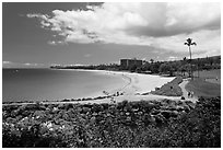 Beach and golf course, Kaanapali. Lahaina, Maui, Hawaii, USA (black and white)