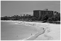 Beach and resort, Kaanapali. Lahaina, Maui, Hawaii, USA ( black and white)