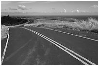 Road on way down from Waimea Canyon. Kauai island, Hawaii, USA (black and white)