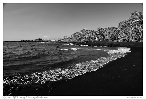Punaluu black sand beach. Big Island, Hawaii, USA