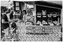 Produce stand, Pahoa. Big Island, Hawaii, USA (black and white)