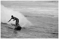 Surfer, Isaac Hale Beach. Big Island, Hawaii, USA (black and white)