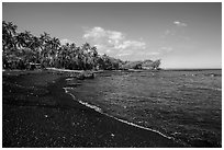Black sand beach, Kiholo Bay. Big Island, Hawaii, USA ( black and white)