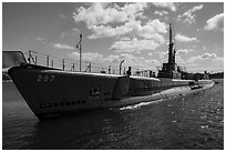 USS Bowfin submarine, Pearl Harbor. Oahu island, Hawaii, USA ( black and white)