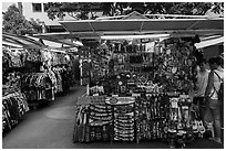 International Market, Waikiki. Waikiki, Honolulu, Oahu island, Hawaii, USA ( black and white)
