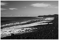 Surf, Kaimu Beach. Big Island, Hawaii, USA ( black and white)