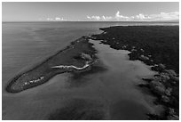 Aerial view of Kiholo Bay. Big Island, Hawaii, USA ( black and white)