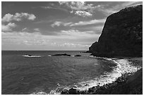Coastline and cliff, Piilani Highway. Maui, Hawaii, USA ( black and white)