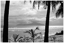Olosega island seen from Tau. American Samoa (black and white)