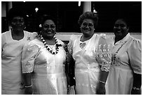 Sunday women churchgoers dressed in white, Pago Pago. Pago Pago, Tutuila, American Samoa ( black and white)