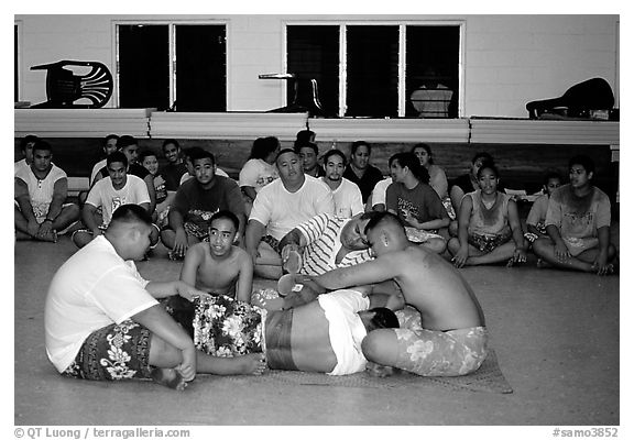 Tatau rite , Aua. Tutuila, American Samoa (black and white)