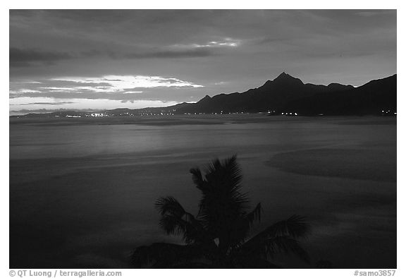 Sunset near Laulii. Tutuila, American Samoa (black and white)