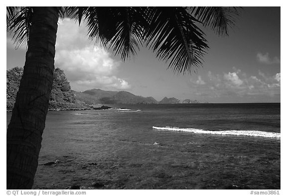 Coast from Onena. Tutuila, American Samoa (black and white)