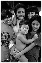 Children in Alofau. Tutuila, American Samoa ( black and white)