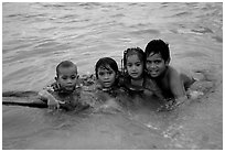 Children in the water. Tutuila, American Samoa ( black and white)