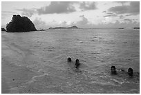 Children in the water. Tutuila, American Samoa ( black and white)