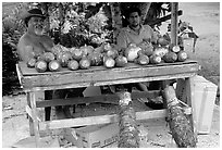 Vegetable stand in Iliili. Tutuila, American Samoa ( black and white)