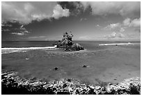 Rocky islet near Maa Kamela. Tutuila, American Samoa ( black and white)
