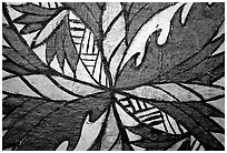 Siapo (bark cloth made from the inner bark of the paper mulberry tree) artwork. Pago Pago, Tutuila, American Samoa ( black and white)