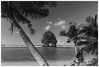 Fatu Rock. Pago Pago, Tutuila, American Samoa ( black and white)